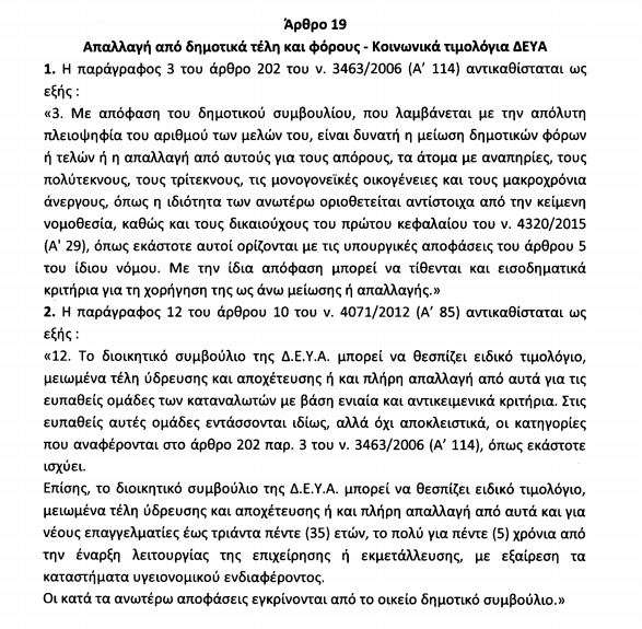 Ποιοι δικαιούνται μηδενικά ή μειωμένα δημοτικά τέλη και τέλη ύδρευσης